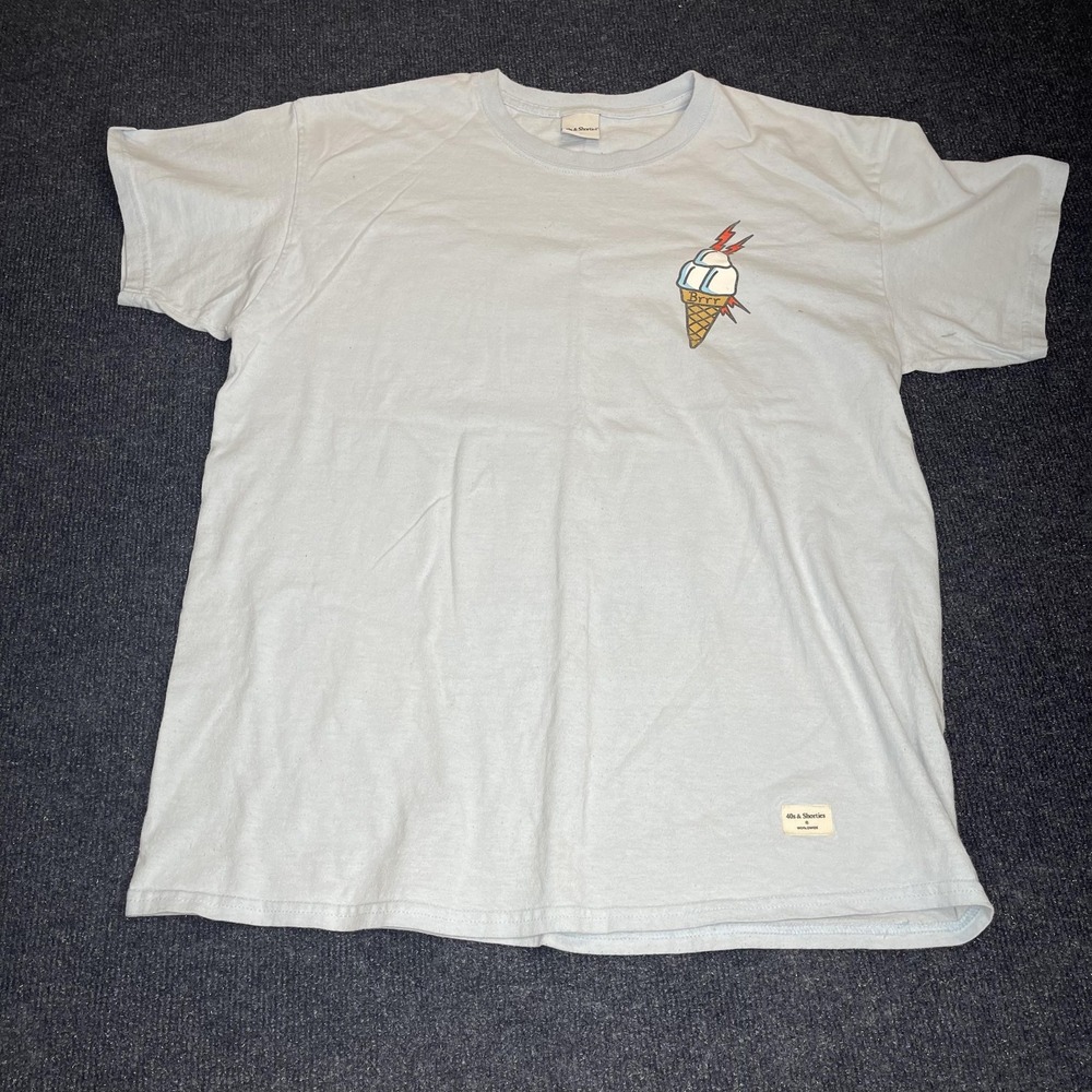 40s & Shorties Shirt Mens Large Light Blue Brrr Ice Cream Graphic Tee Streetwear